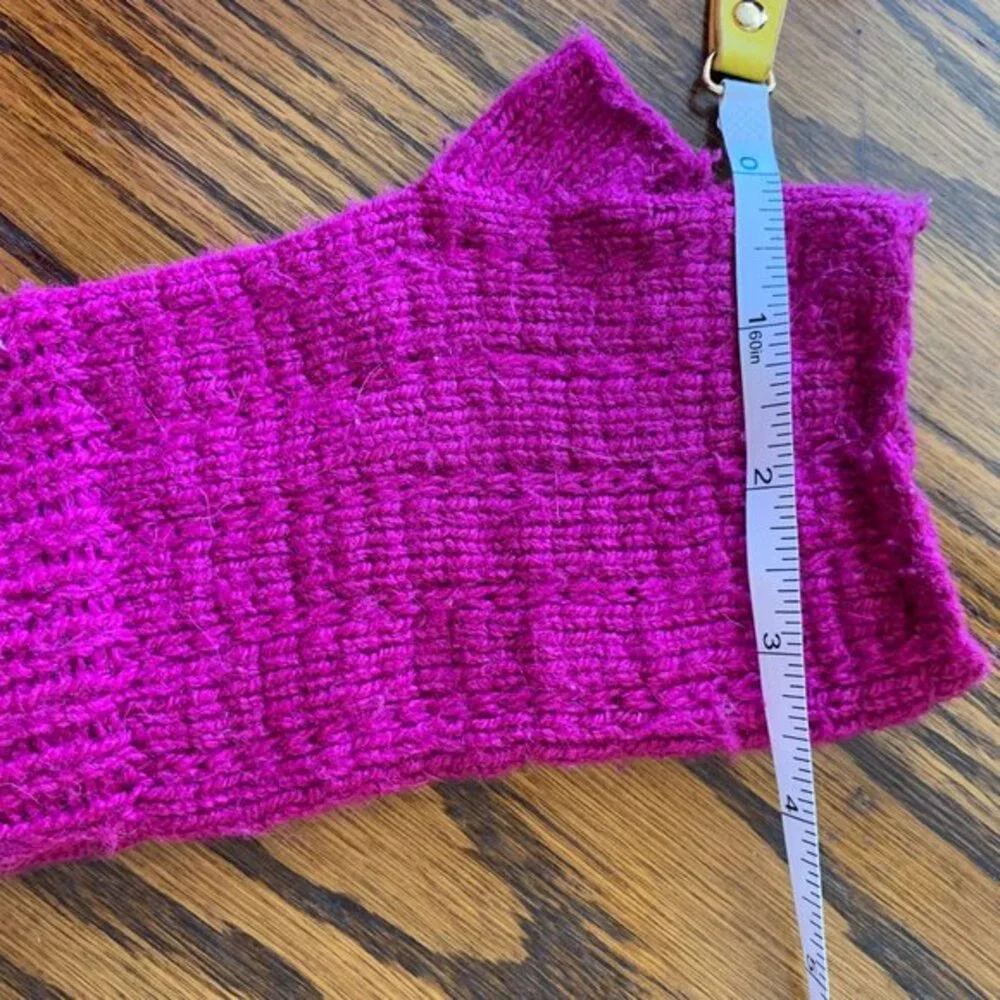 Handmade Magenta Pink Knit Fingerless Gloves Arm Warmers Winter‎ Accessories